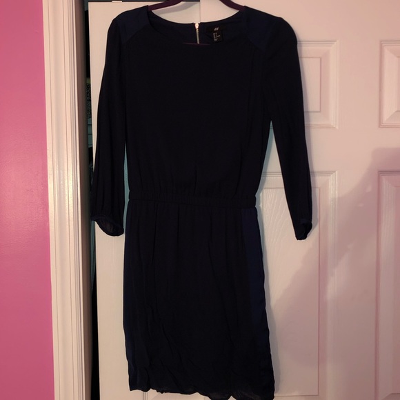 H&M Long Sleeve Navy Blue Dress - Picture 1 of 8